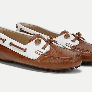 Veronica Beard Brown and White Moccasins